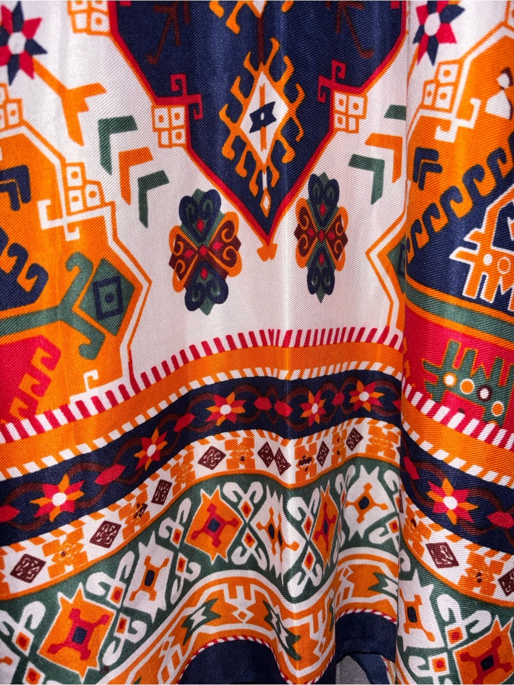 Jessica McClintock Orange, Navy & Green Geometric Kimono w/Tassles, NWT - Picture 8 of 10